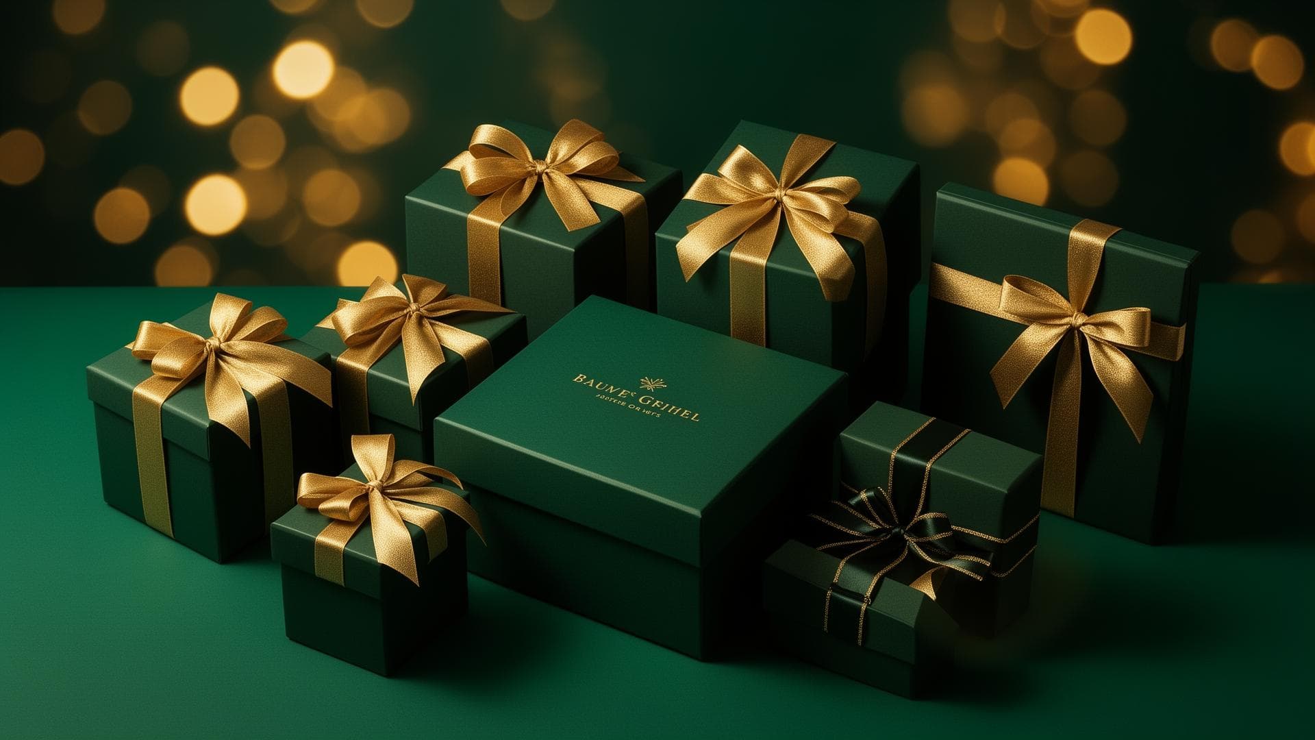Premium corporate gift boxes with gold ribbon